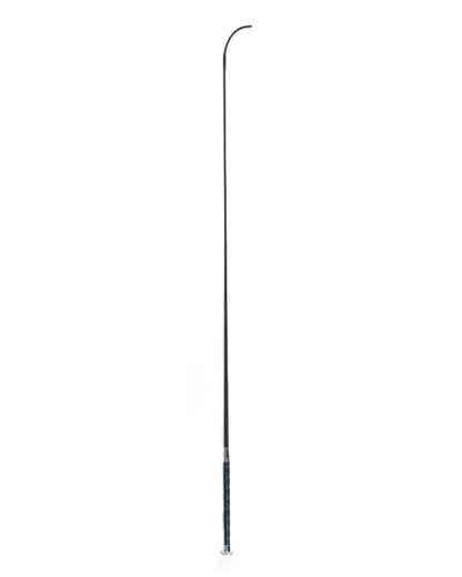 Black Coloured Dublin Strassy Crop Dressage Whip on white background 