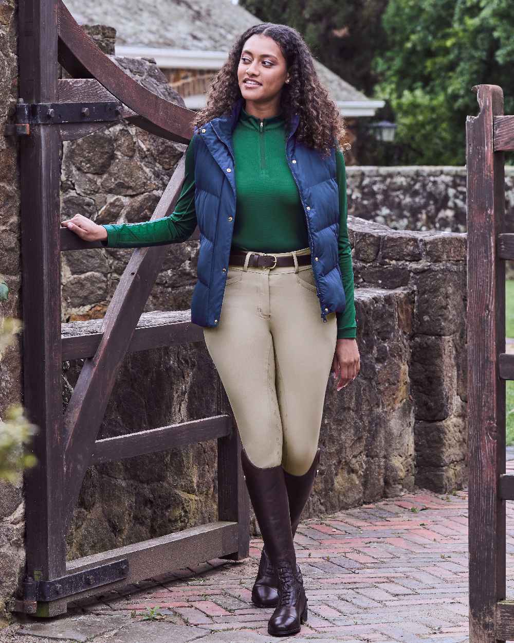 Naval Academy coloured Dublin Womens Patrice Puffer Vest on stone wall background 