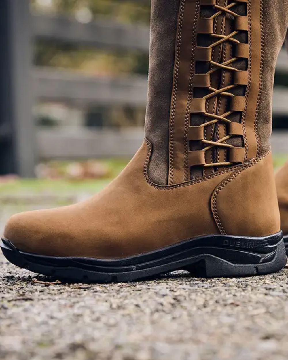 Dark Brown Coloured Dublin Womens Pinnacle Boots III on outdoor background 