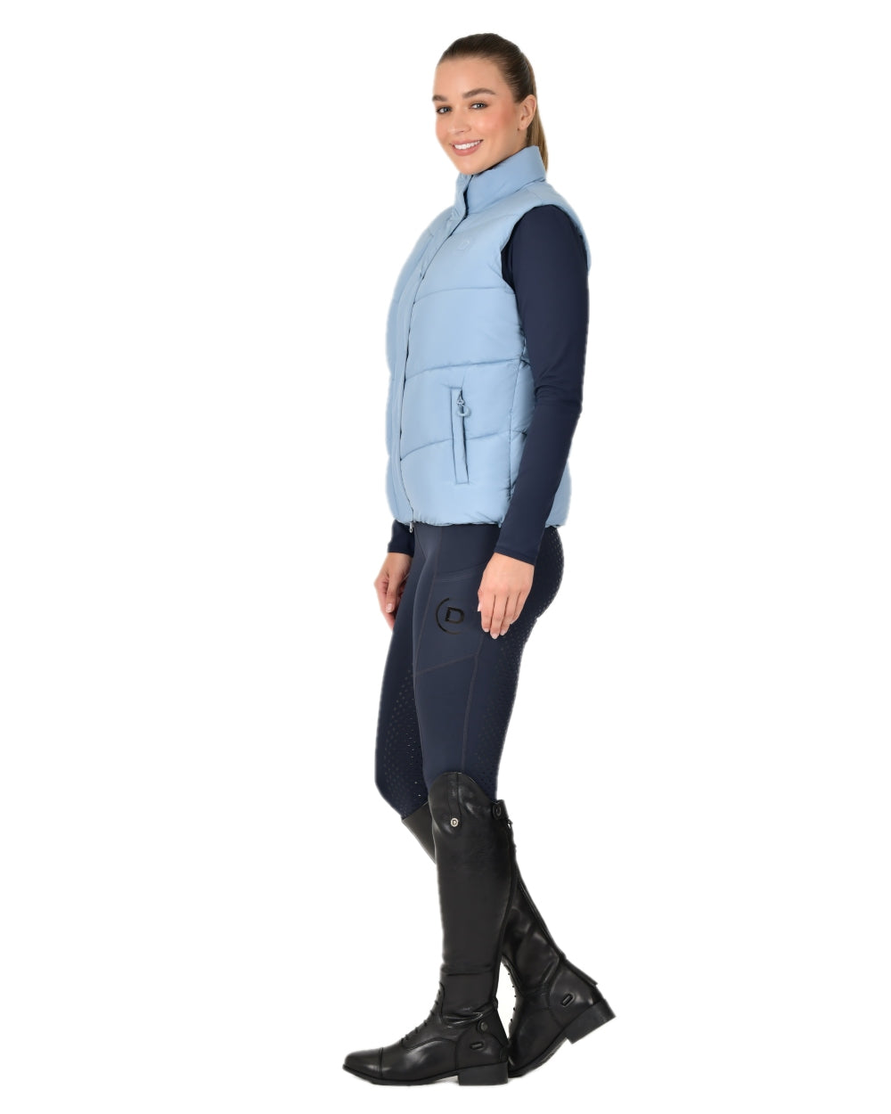 Blue Fog coloured Dublin Womens Puffer Body Warmer on white background 