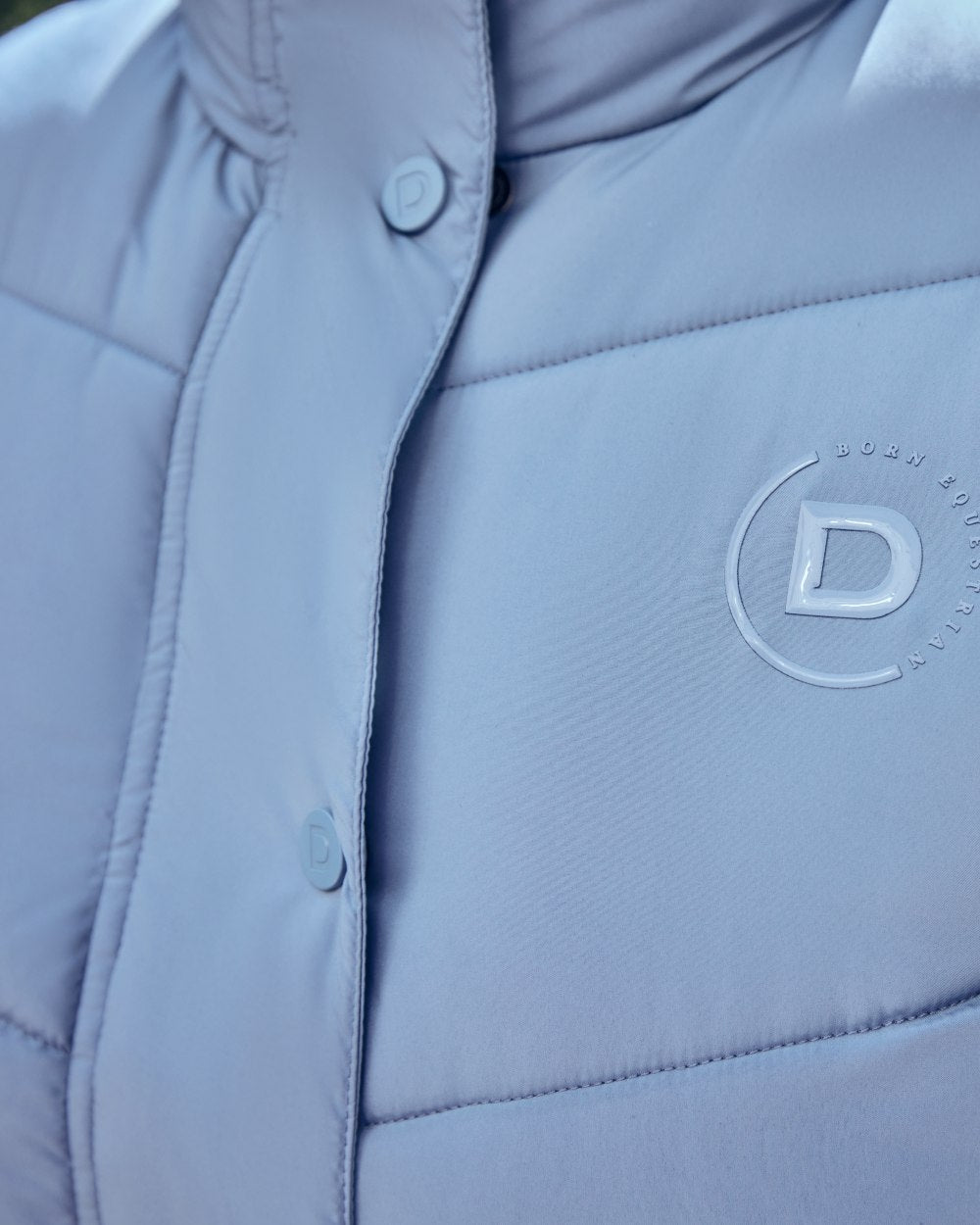 Blue Fog coloured Dublin Womens Puffer Body Warmer on white background 