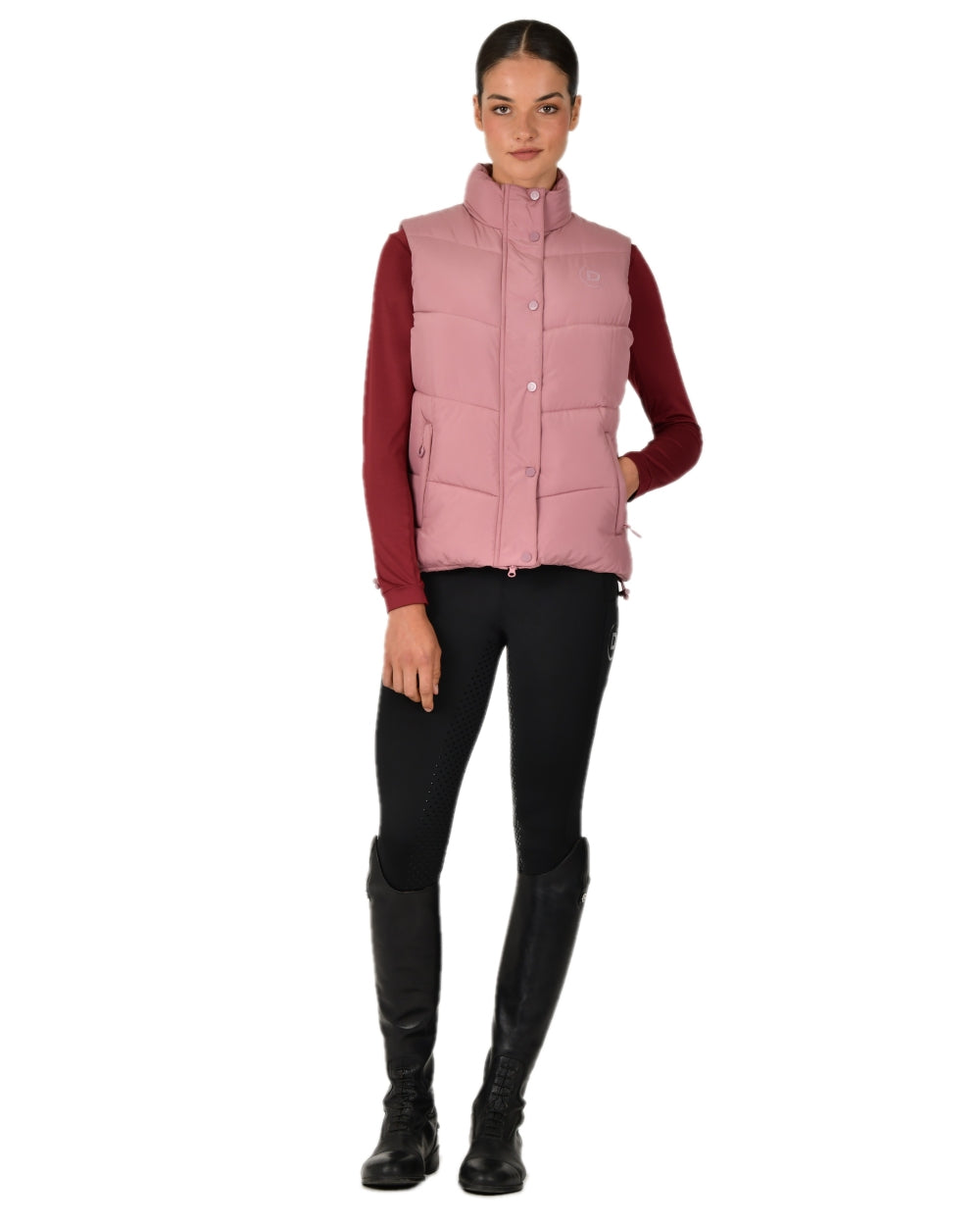 Dusty Rose coloured Dublin Womens Puffer Body Warmer on white background 