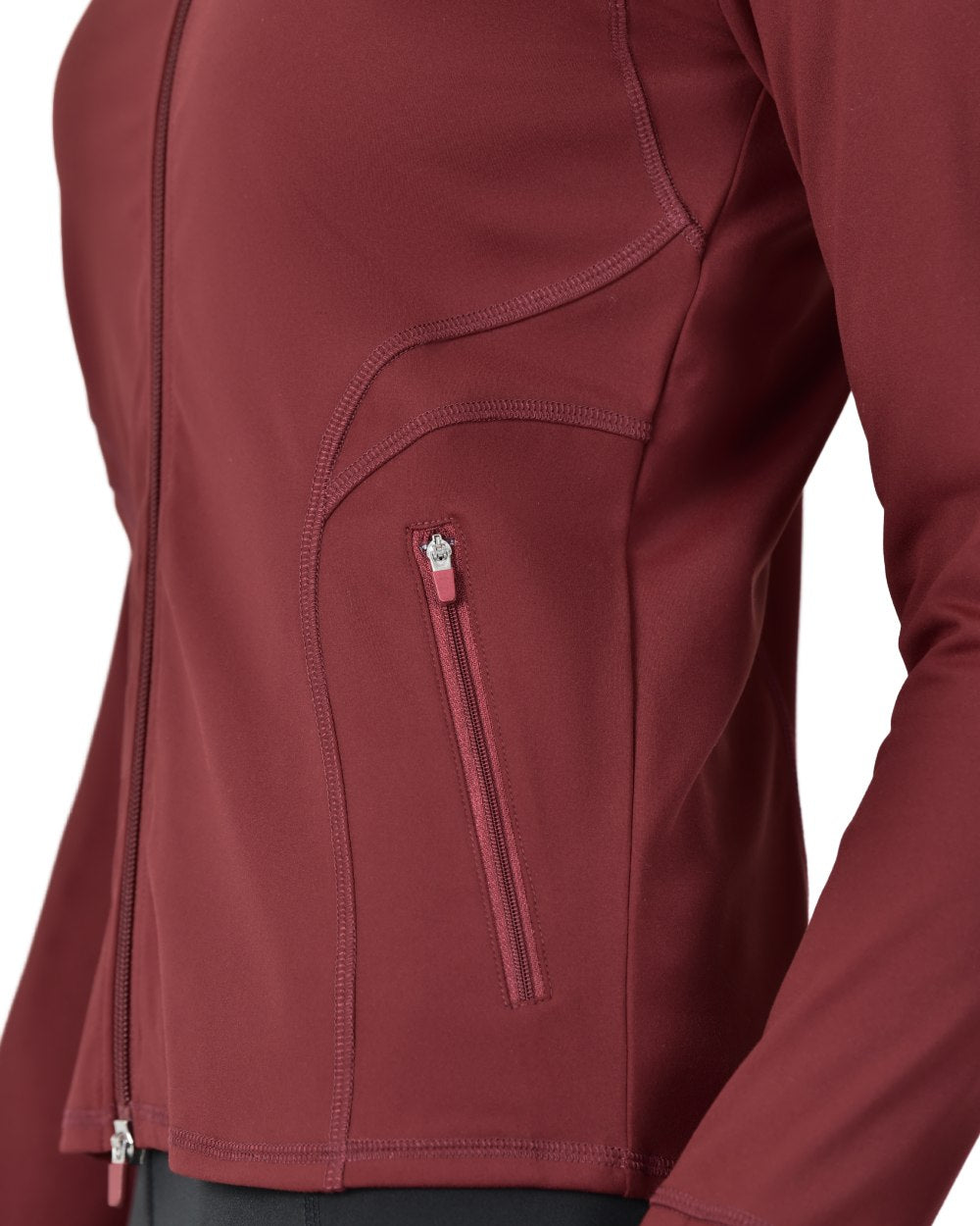 Cabernet coloured Dublin Womens Versatile Fitted Zip Through Jacket on white background 