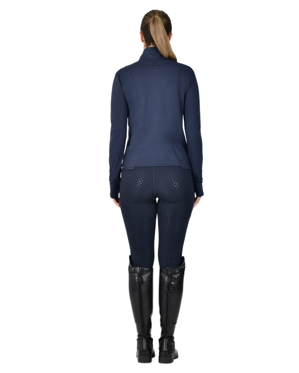 Navy coloured Dublin Womens Versatile Fitted Zip Through Jacket on white background 
