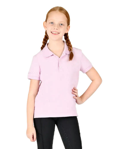 Purple Blush coloured Dublin Childrens Darcy Short Sleeve Polo Shirt on white background 