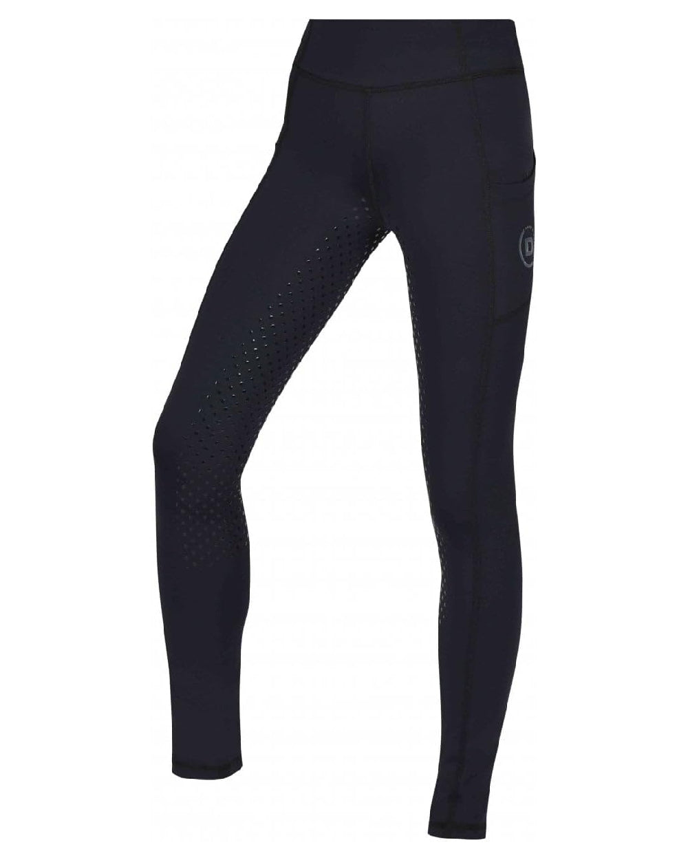 Black coloured Dublin Childrens Everyday Riding Tights on white background 