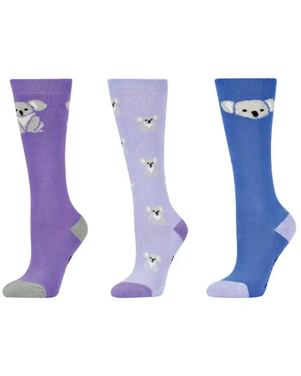 Koala coloured Dublin Childrens Three Pack Socks on white background 