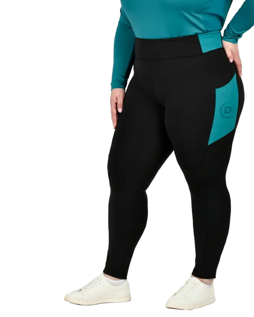 Black Deep Lake coloured Dublin Curve Everyday Riding Tights on white background 