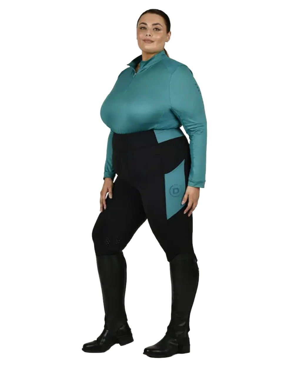 Black Deep Lake coloured Dublin Curve Everyday Riding Tights on white background 