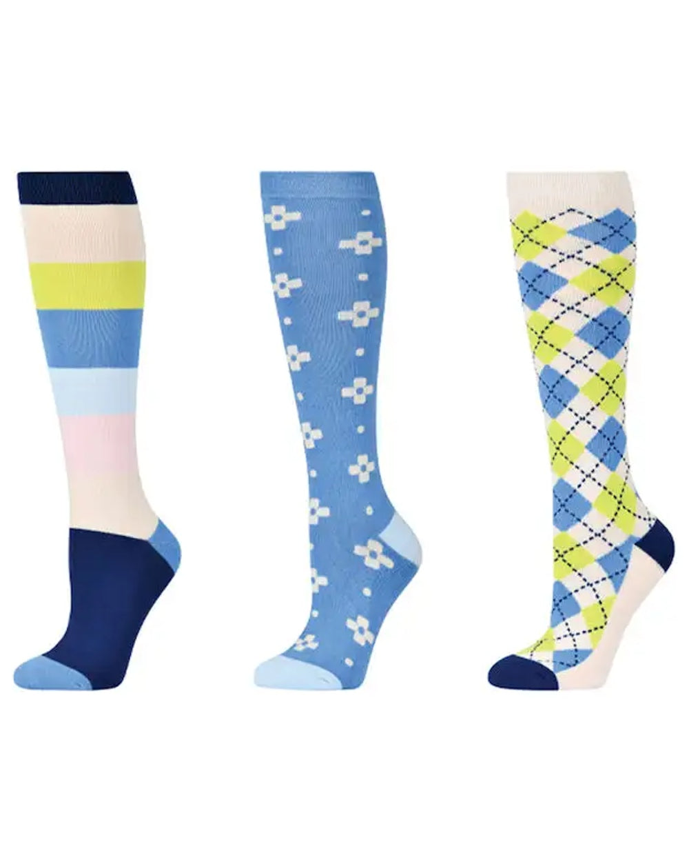 Cornflowers coloured Dublin Three Pack Socks on white background 