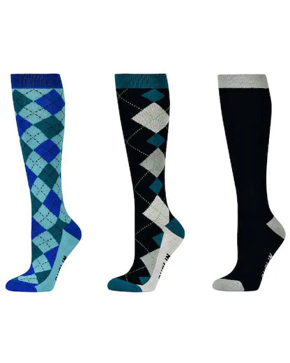 Highlands coloured Dublin Three Pack Socks on white background 