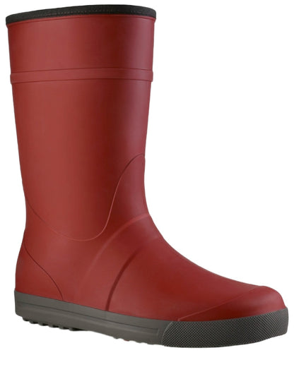 Burgundy coloured Dunlop Womens Amsterdammer Wellingtons on white background 