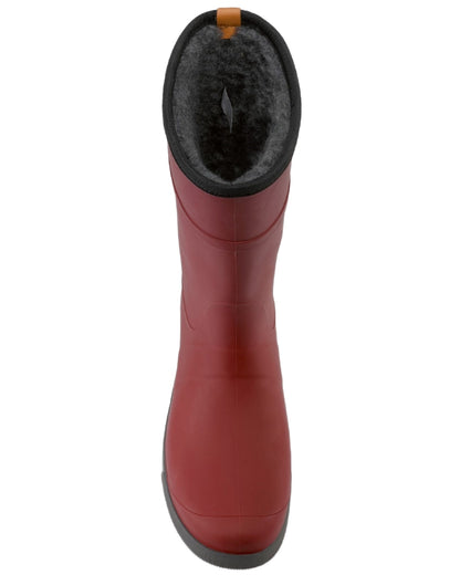 Burgundy coloured Dunlop Womens Amsterdammer Wellingtons on white background 