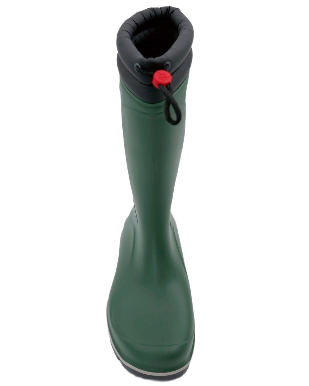 Heritage Green Black coloured Dunlop Blizzard Wellingtons on white background 