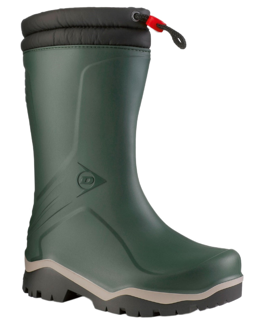 Heritage Green Grey Black coloured Dunlop Childrens Blizzard Wellingtons on white background 