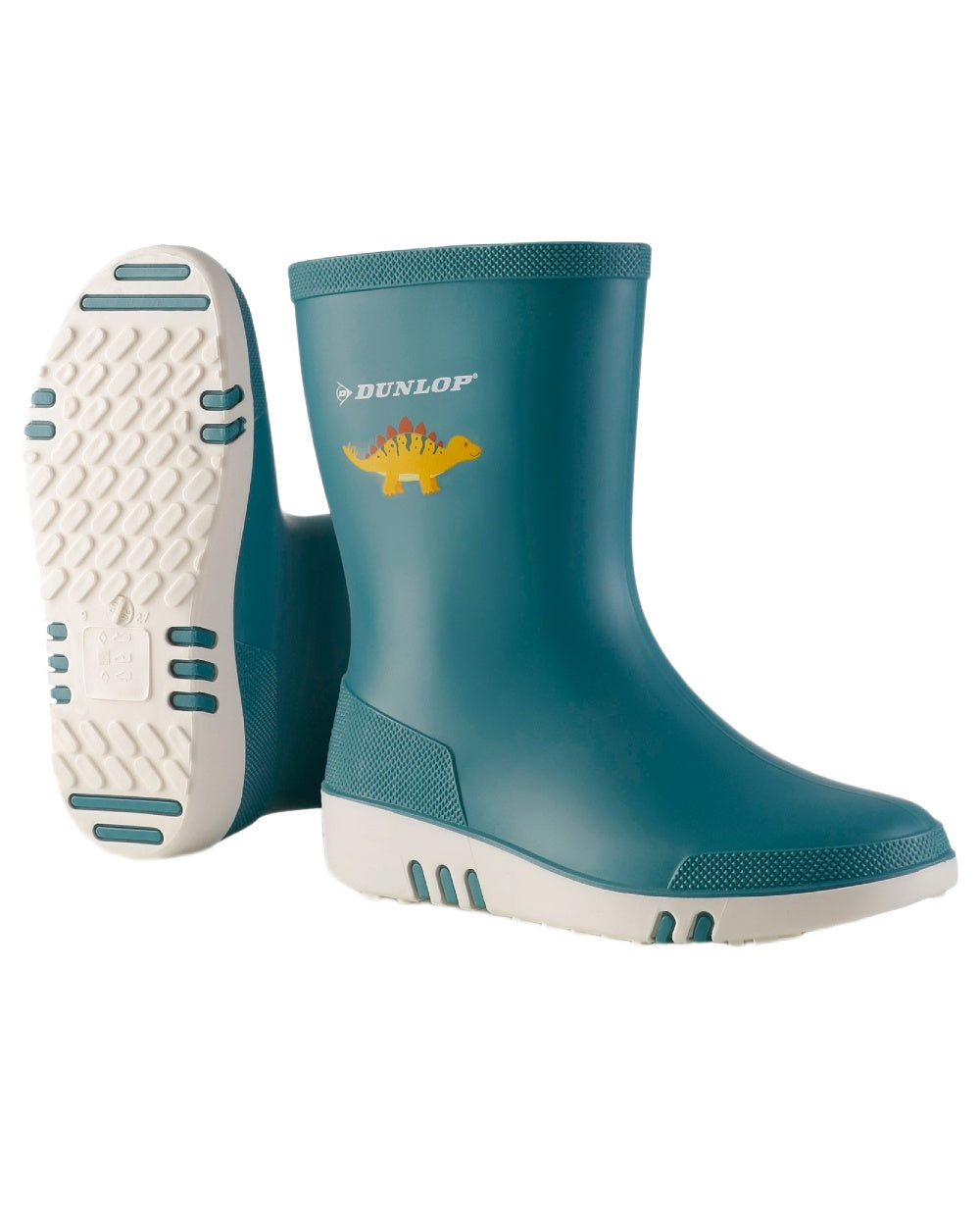 Blue White coloured Dunlop Childrens Mini Wellingtons on white background 
