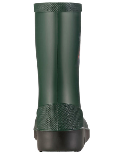 Heritage Green Black coloured Dunlop Childrens Mini Wellingtons on white background 