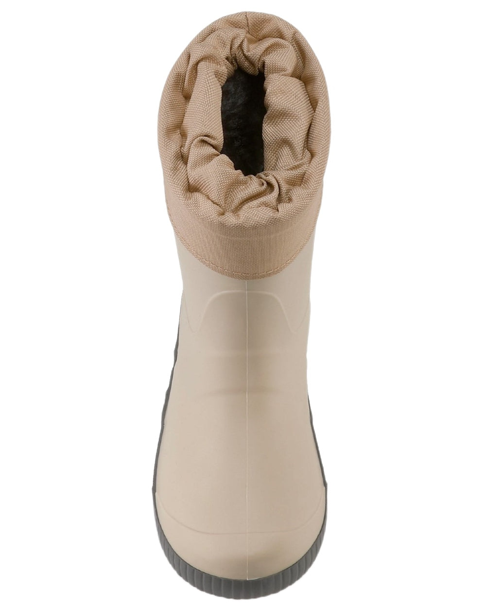Beige coloured Dunlop Childrens Puddle Jumper Faux Fur Lined Wellingtons on white background 