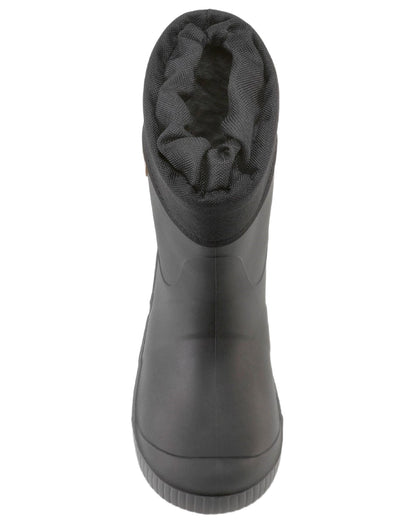 Black coloured Dunlop Childrens Puddle Jumper Faux Fur Lined Wellingtons on white background 