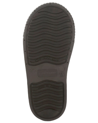 Black coloured Dunlop Childrens Puddle Jumper Faux Fur Lined Wellingtons on white background 