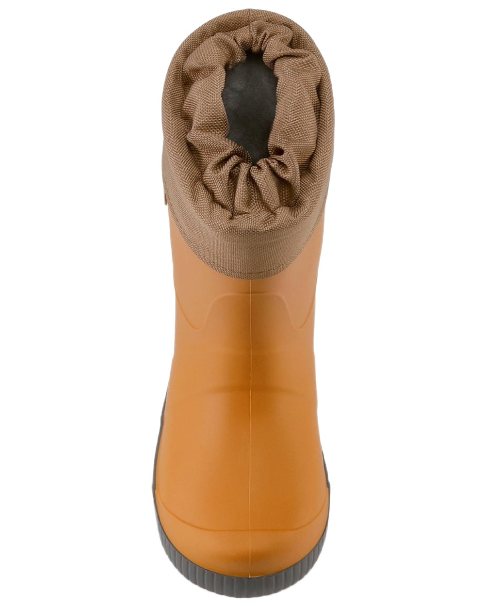 Brown coloured Dunlop Childrens Puddle Jumper Faux Fur Lined Wellingtons on white background 
