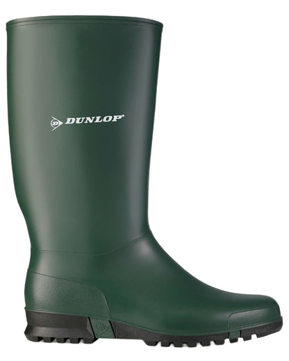 Heritage Green Black coloured Dunlop Childrens Sport Wellingtons on white background 
