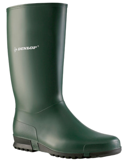 Heritage Green Black coloured Dunlop Childrens Sport Wellingtons on white background 