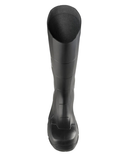 Black Coloured Dunlop JobGuard Full Safety Wellingtons on white background 