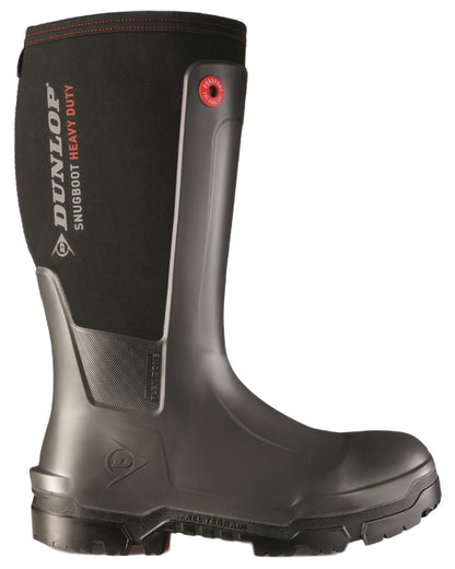 Charcoal coloured Dunlop Mens Snugboot Heavy Duty Full Safety Wellingtons on white background 
