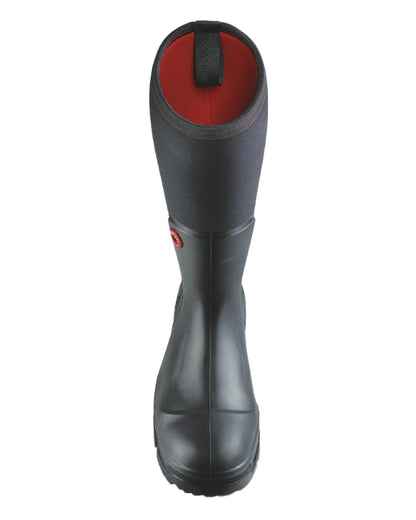 Black Coloured Dunlop Snugboot Pioneer Wellingtons on white background 