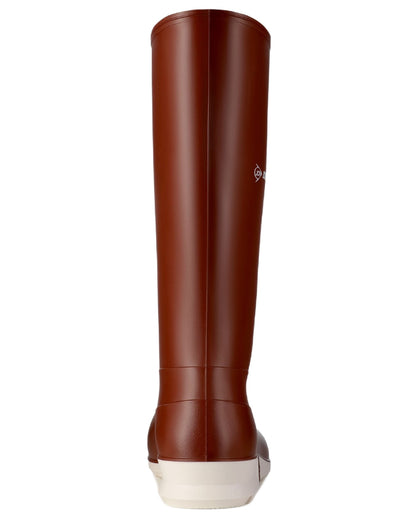 Burgundy White coloured Dunlop Sport Wellingtons on white background 