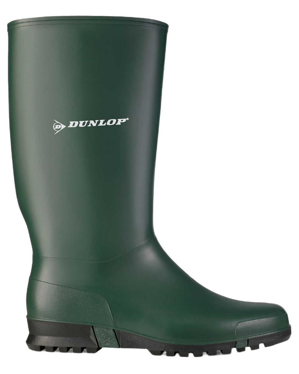 Heritage Green Black coloured Dunlop Sport Wellingtons on white background 