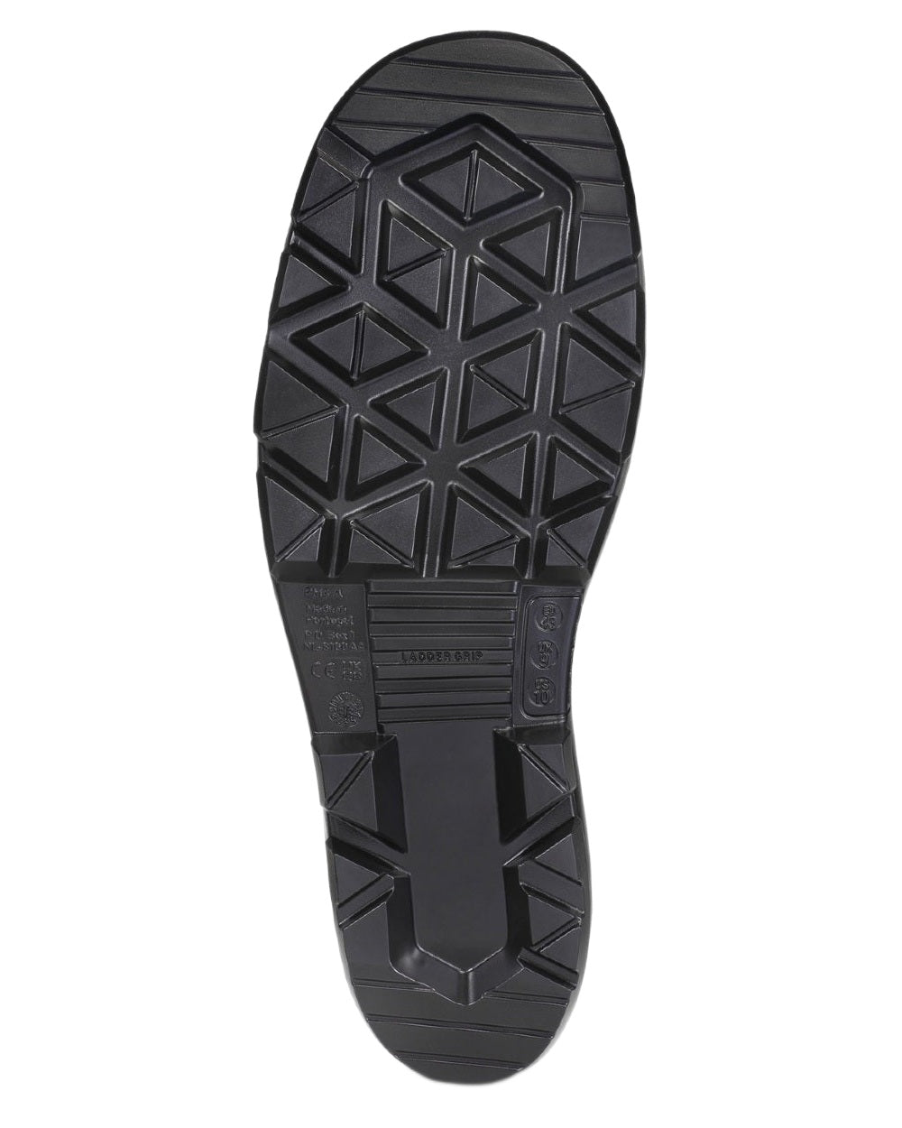 Black Coloured Dunlop Work-It Full Safety Wellingtons on white background 