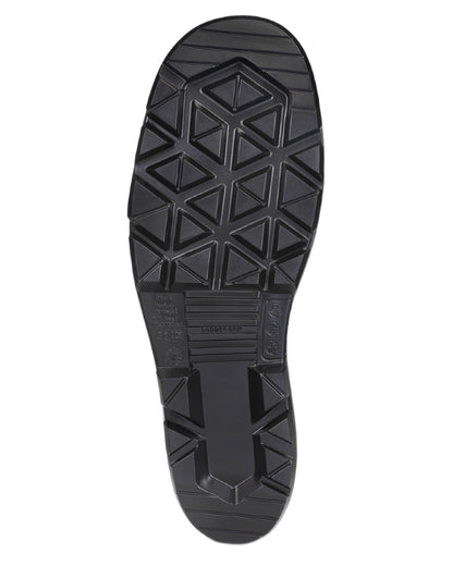 Black Coloured Dunlop Work-It Full Safety Wellingtons on white background 
