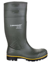 Green coloured Dunlop Acifort Heavy Duty Non Safety Wellingtons on white background #colour_green
