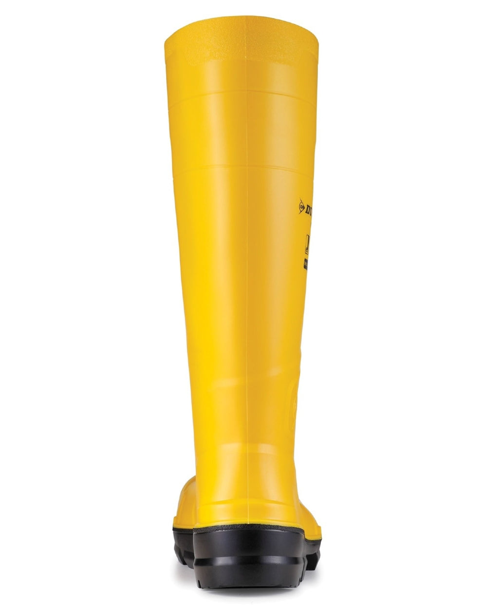 Yellow coloured Dunlop Work-It Full Safety Wellingtons on white background 