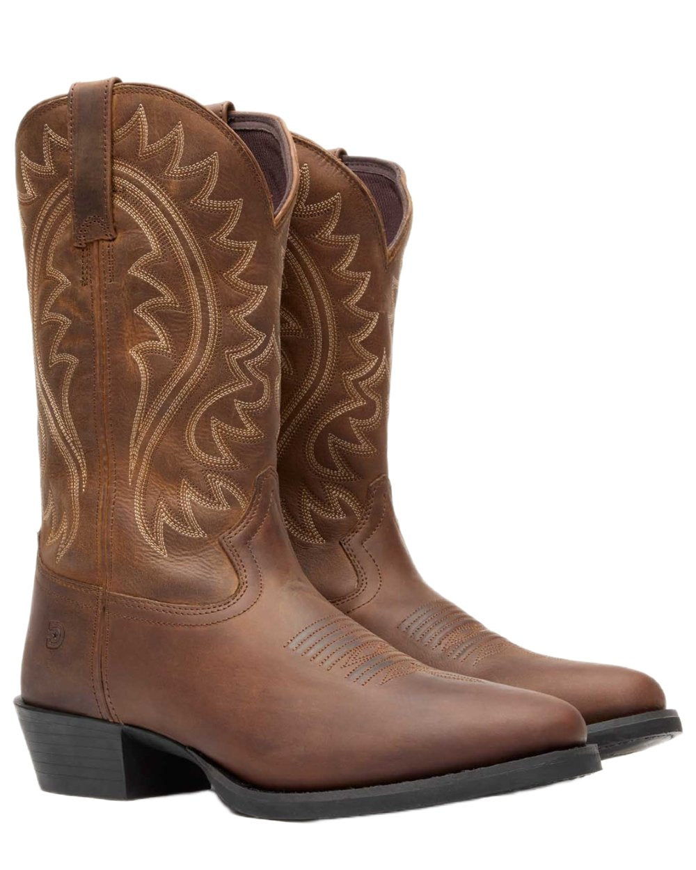 Frontier Brown coloured Durango Mens DDB0485 Shyloh Western Boots on white background 
