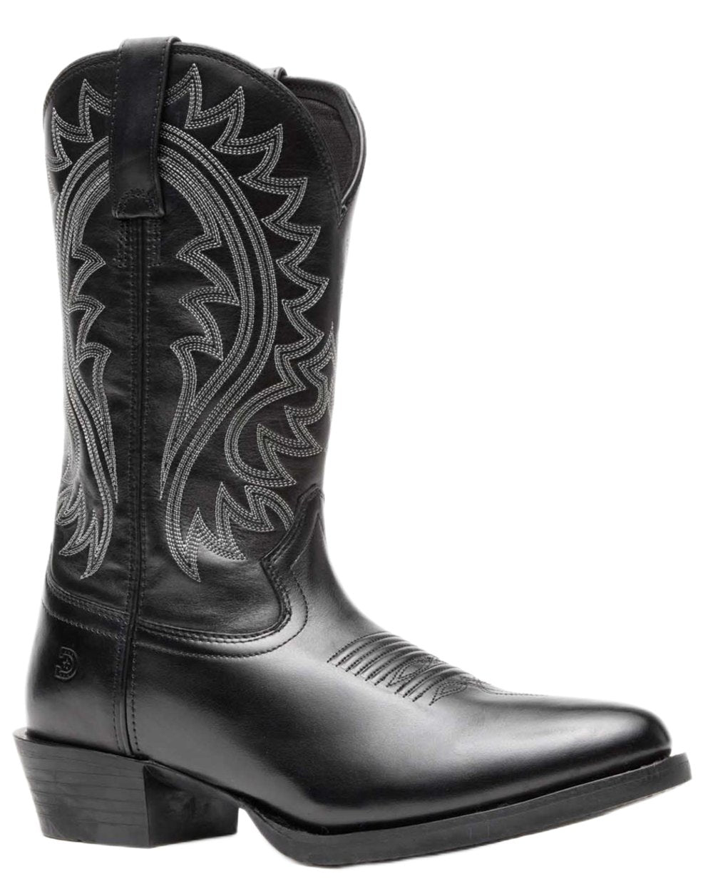 Polished Black Onyx coloured Durango Mens DDB0485 Shyloh Western Boots on white background 