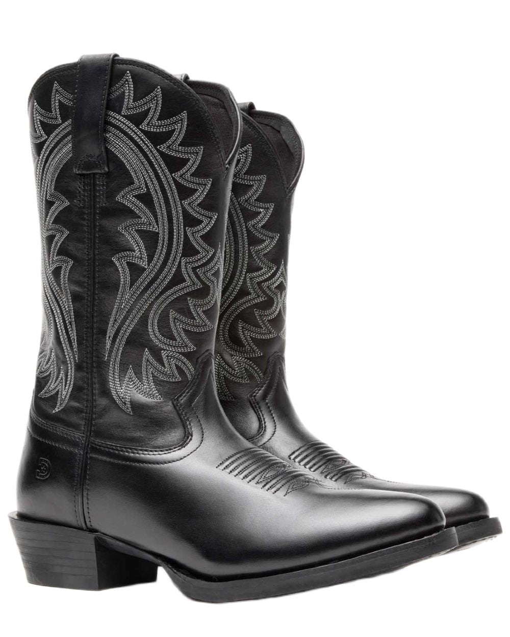Polished Black Onyx coloured Durango Mens DDB0485 Shyloh Western Boots on white background 