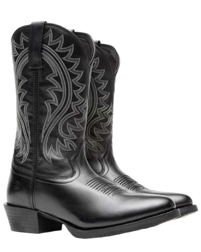Polished Black Onyx coloured Durango Mens DDB0485 Shyloh Western Boots on white background 