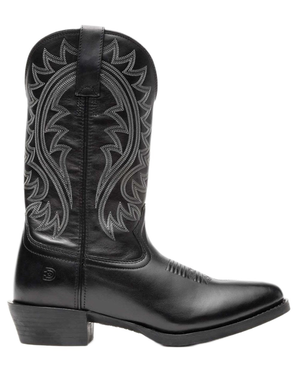 Polished Black Onyx coloured Durango Mens DDB0485 Shyloh Western Boots on white background 
