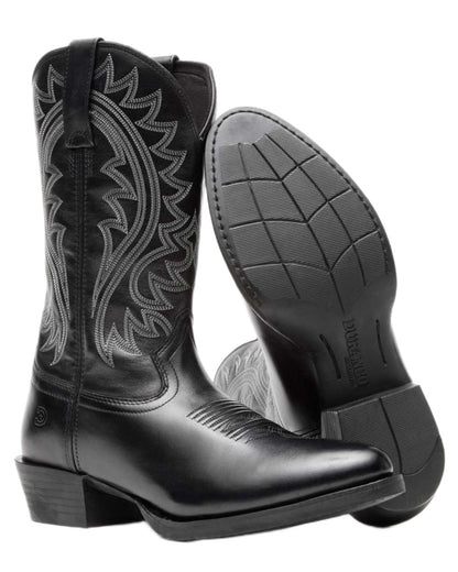 Polished Black Onyx coloured Durango Mens DDB0485 Shyloh Western Boots on white background 