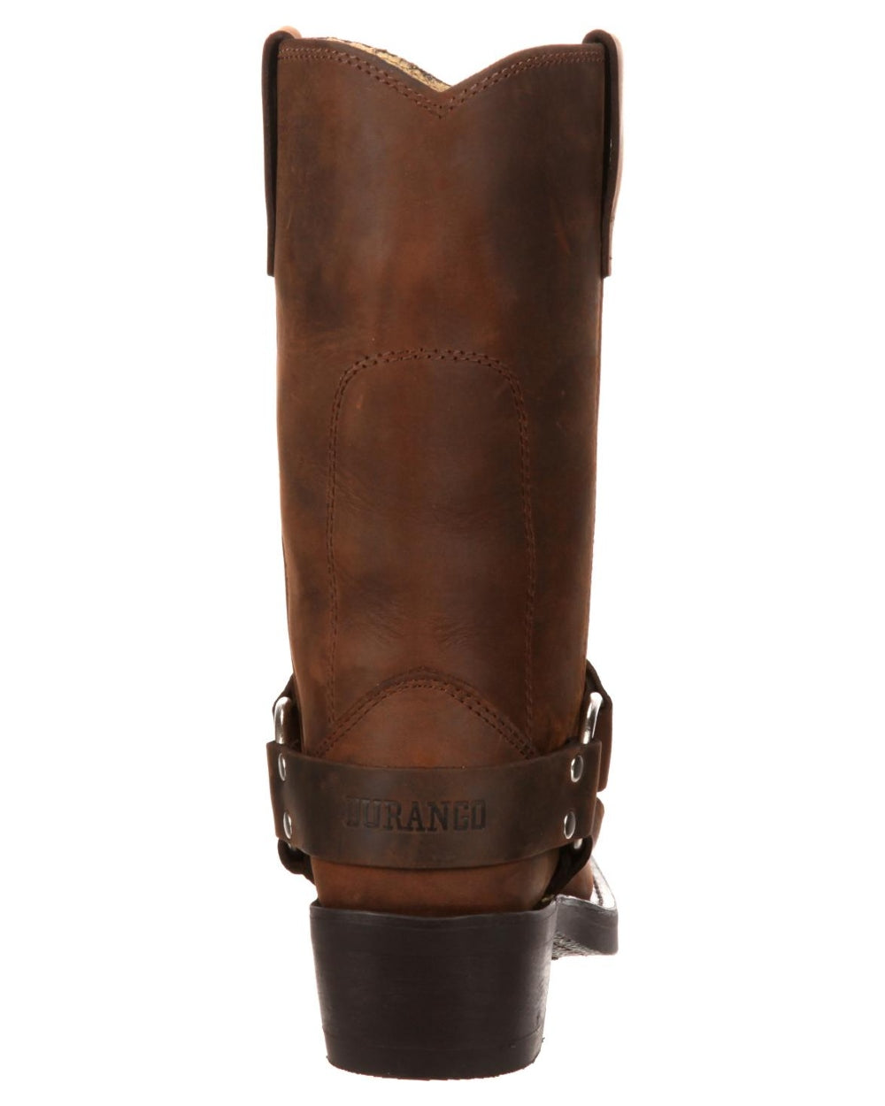 Distressed Brown coloured Durango Mens Harness Boots on white background 