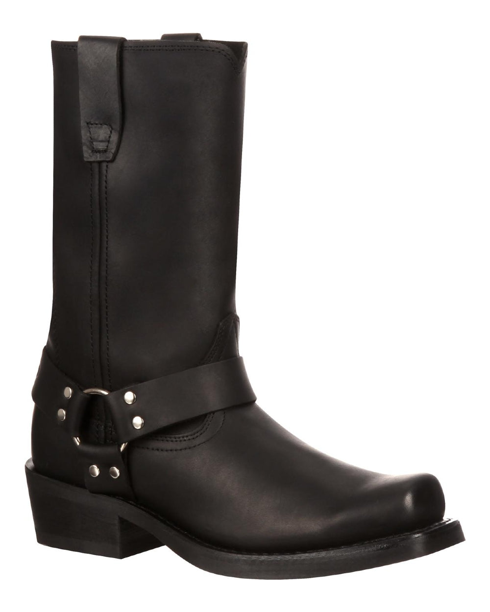 Black coloured Durango Mens Harness Boots on white background 