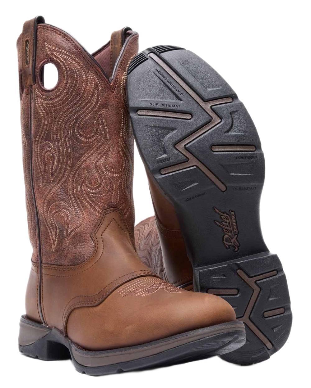 Dusk Velocity Bark Brown coloured Durango Mens Rebel Cowboy Western Boots on white background 