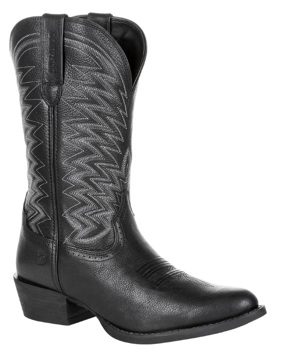 Black Onyx coloured Durango Rebel Frontier Western R-toe Boots on white background 