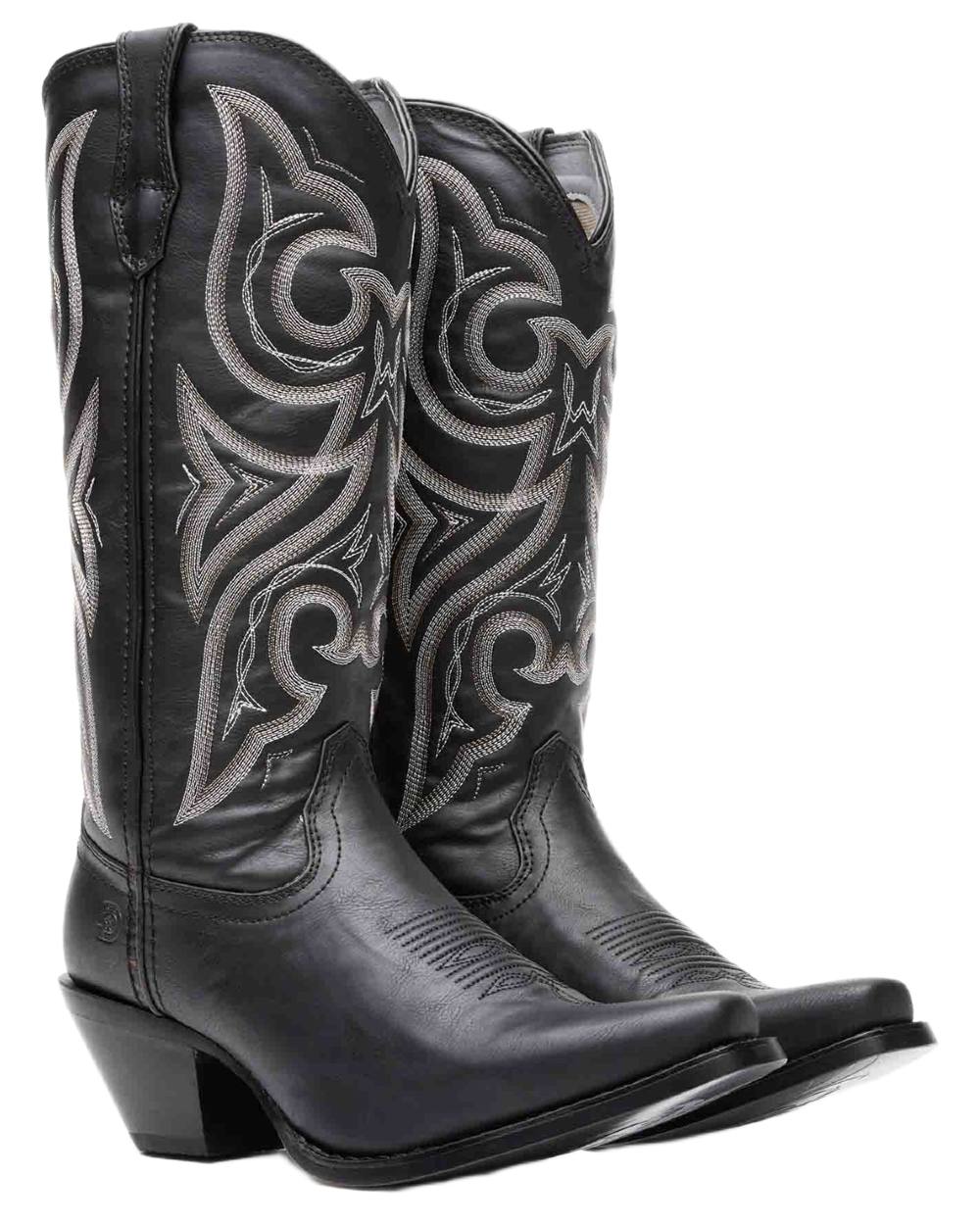 Black coloured Durango Womens 13" Crush Western Boots on white background 