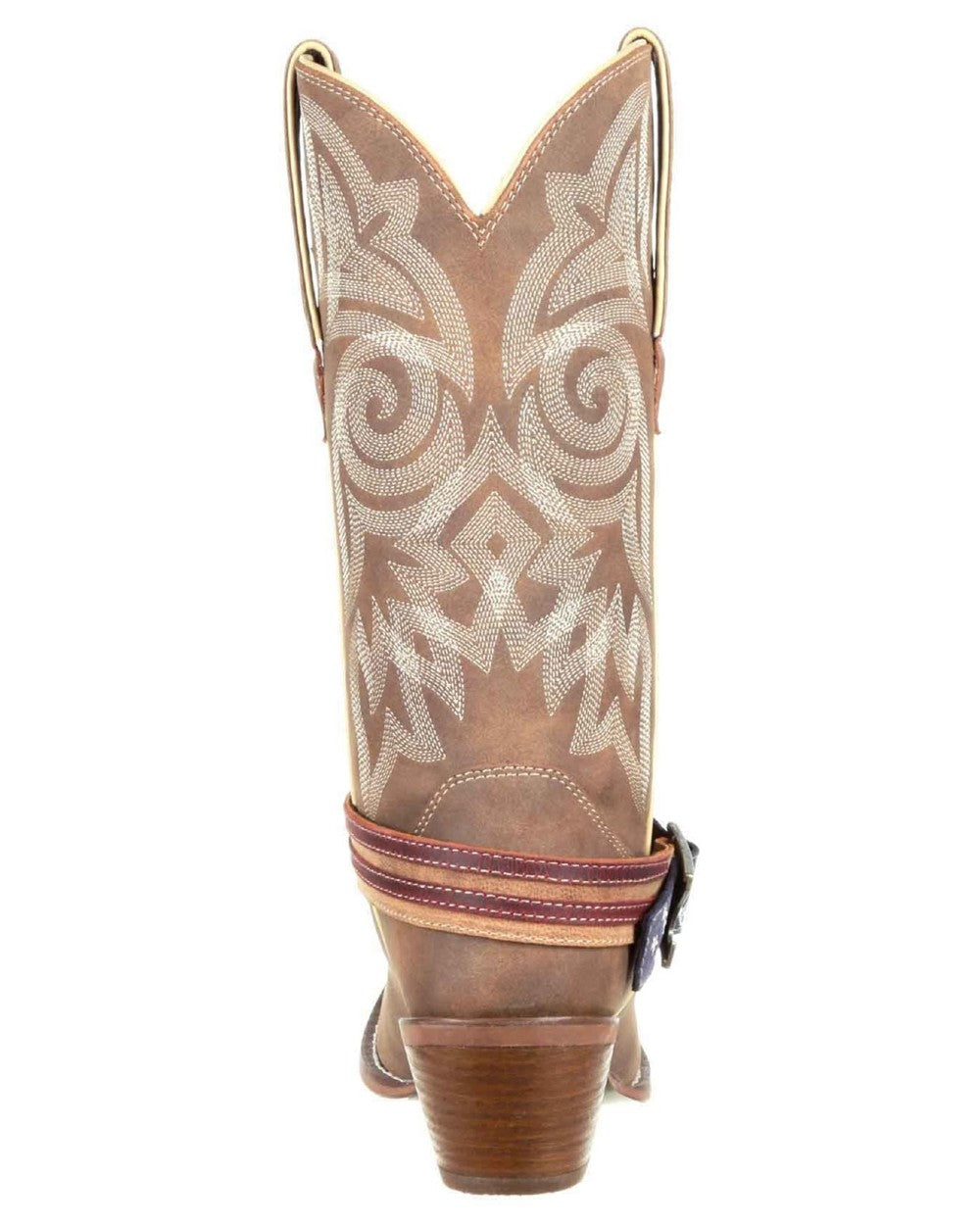 Brown Khaki coloured Durango Womens Crush Flag Western Boots on white background 