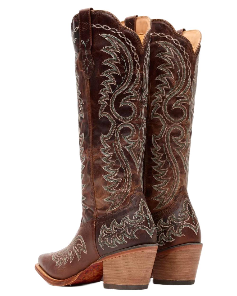 Mahogany coloured Durango Womens Crush Tall Western Boots on white background 