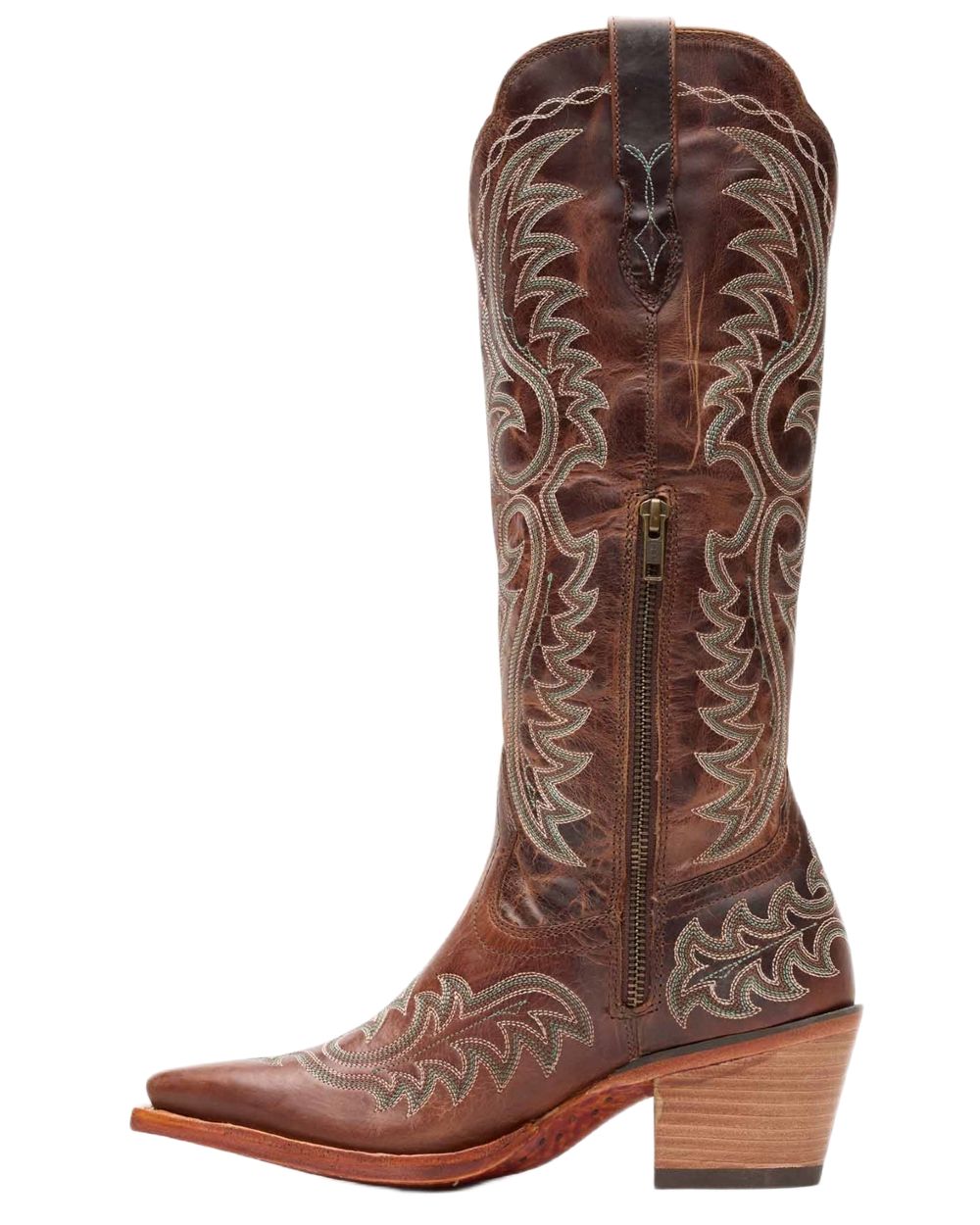 Mahogany coloured Durango Womens Crush Tall Western Boots on white background 